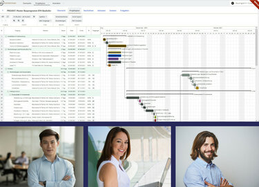 Bauzeitenplan Terminplan geöffnet mit Personen